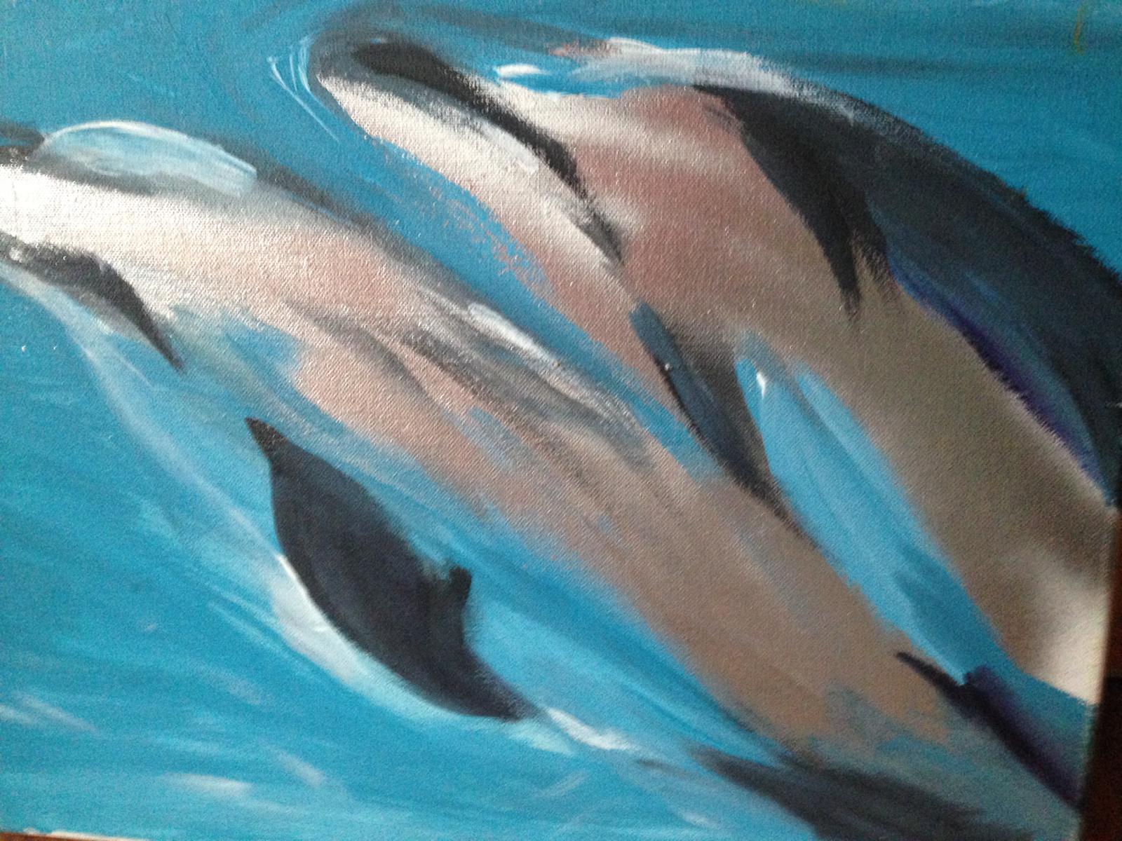 Schilderij van dolfijnen