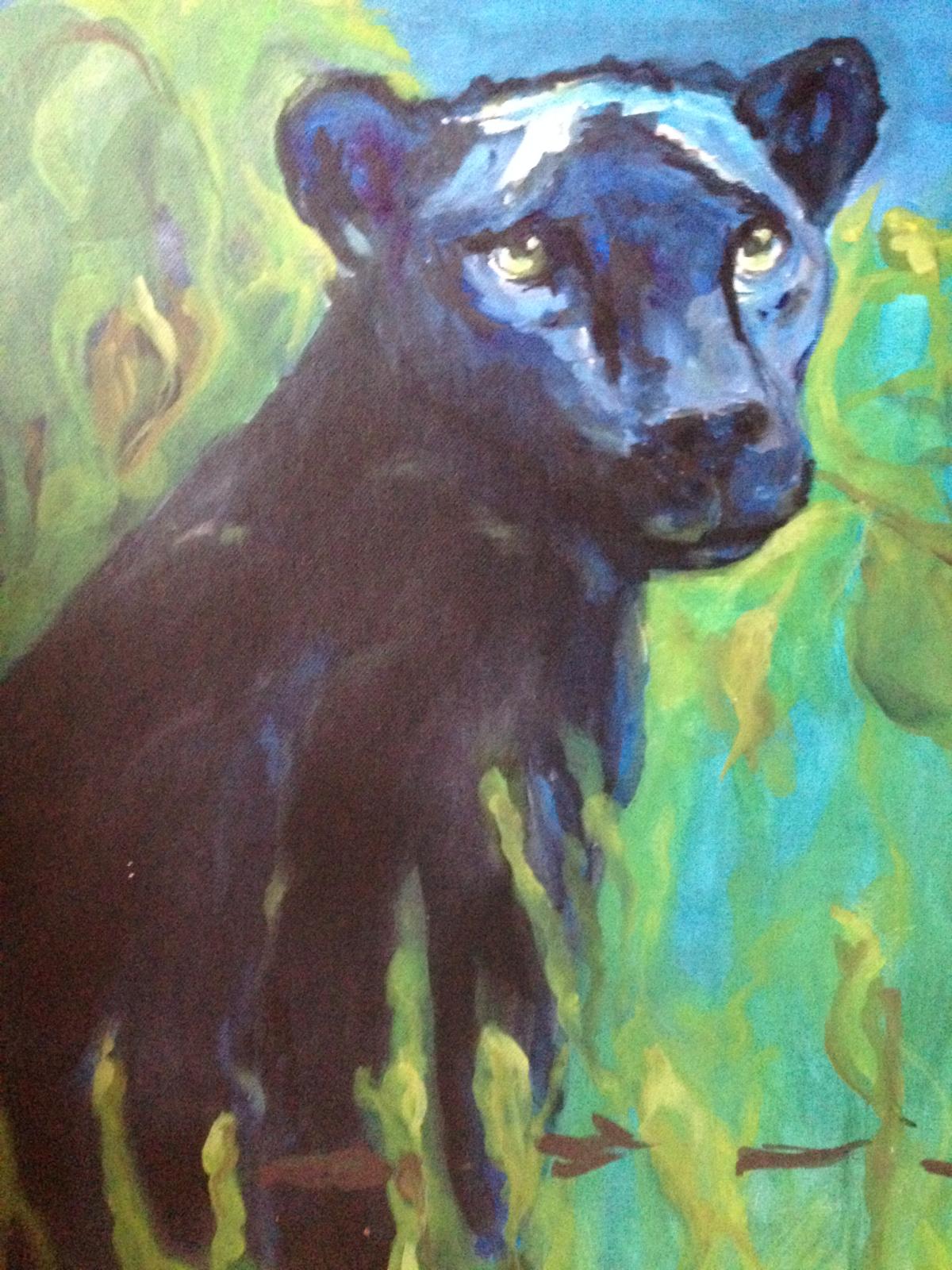 Schilderij van zwarte panter