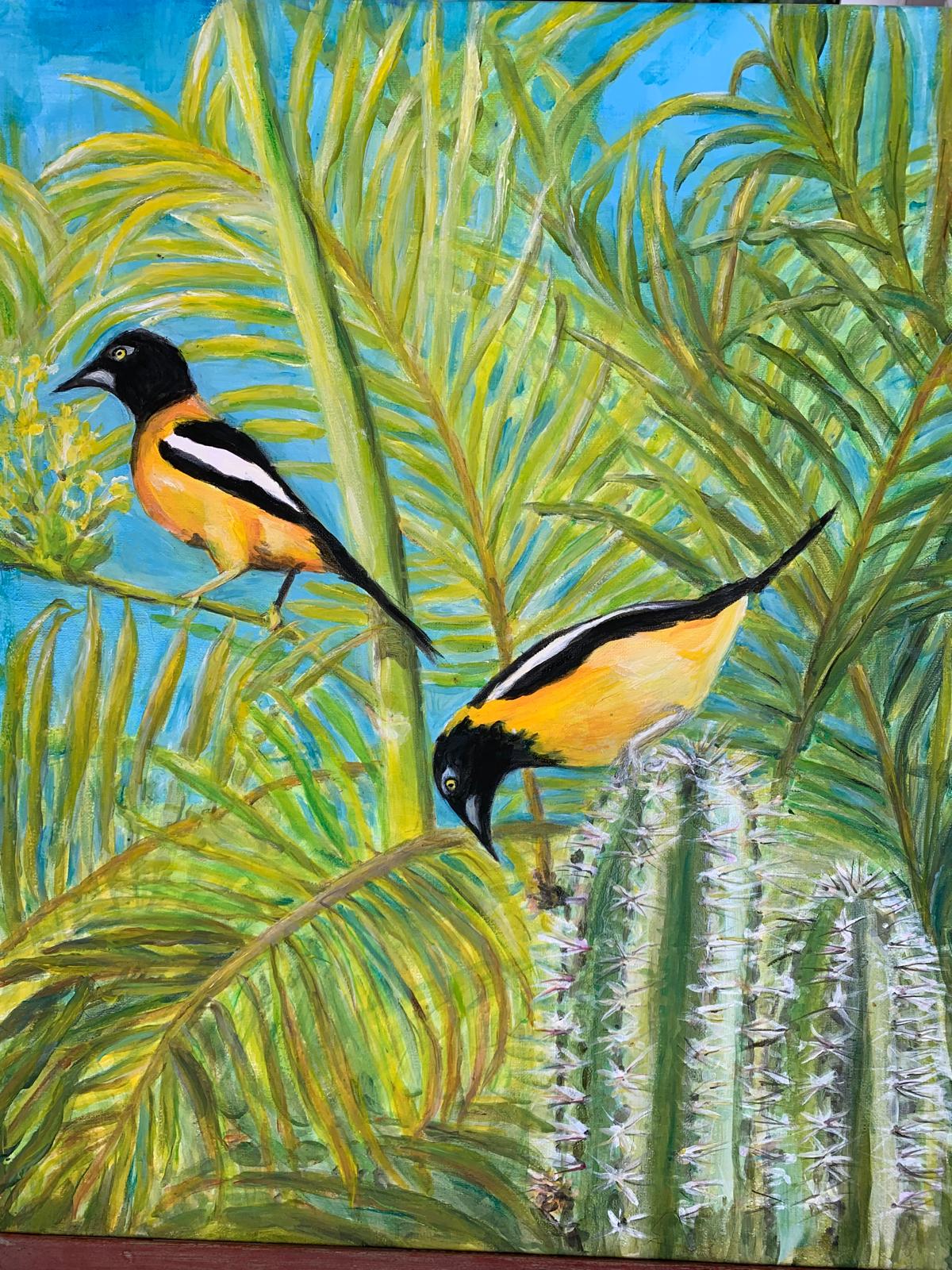 Schilderij van tropische vogels